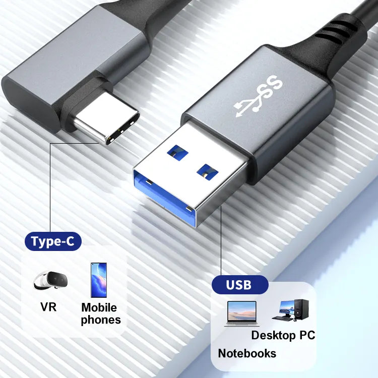 USB-C VR Link cable used in a PC virtual reality gaming setup