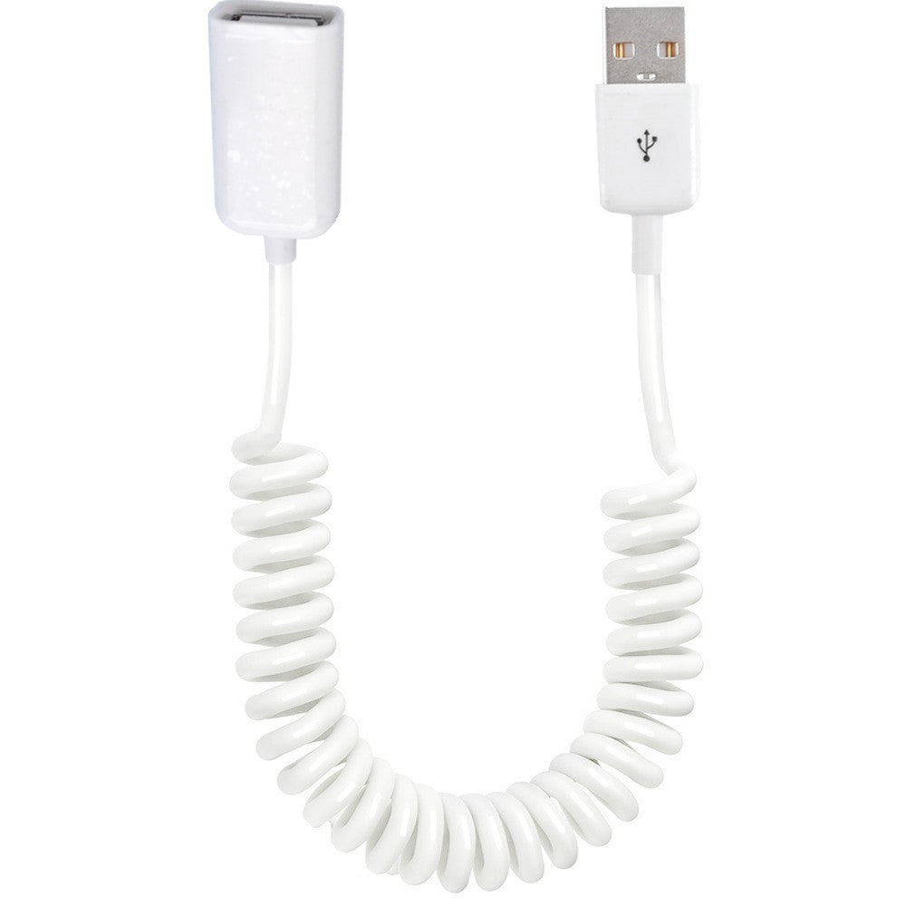 USB A coiled extension cable white