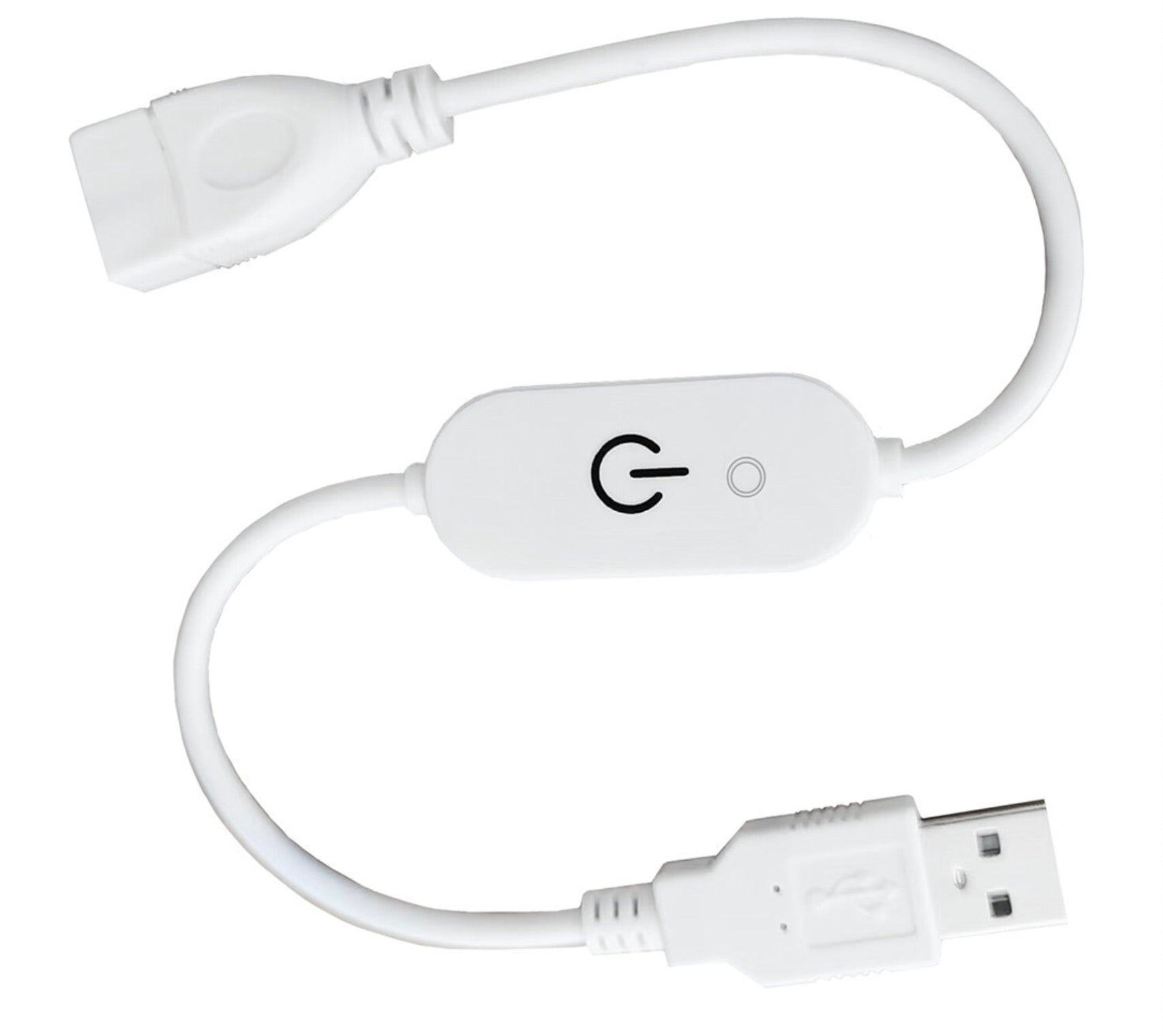 USB inline touch dimmer switch for LED strip lights with USB male and female connectors