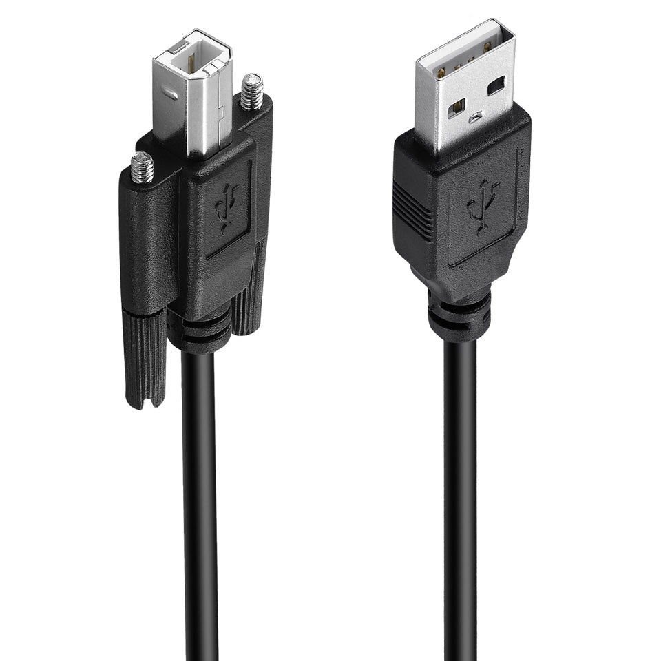 USB Type-B panel mount cable installed in a custom enclosure