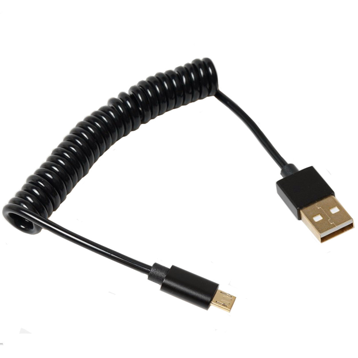 USB to Micro USB coiled data and charging cable