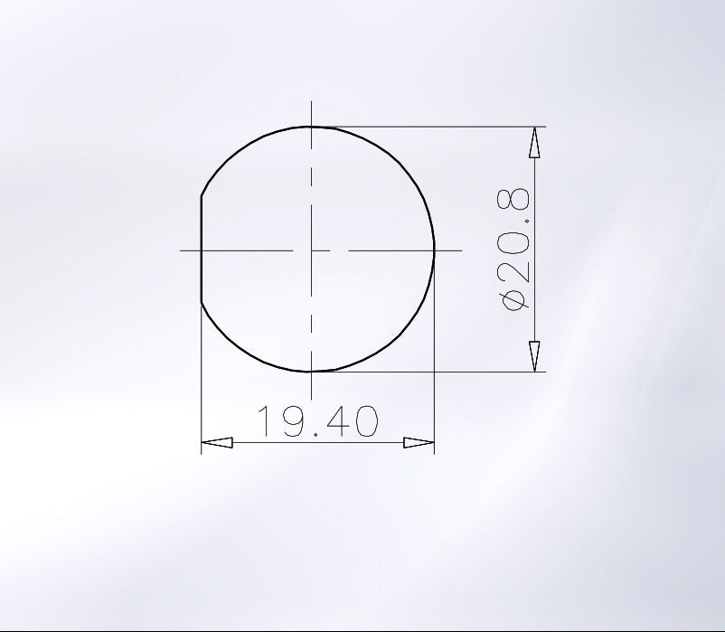 Technical drawing of a circular component with dimensions on a light gray background