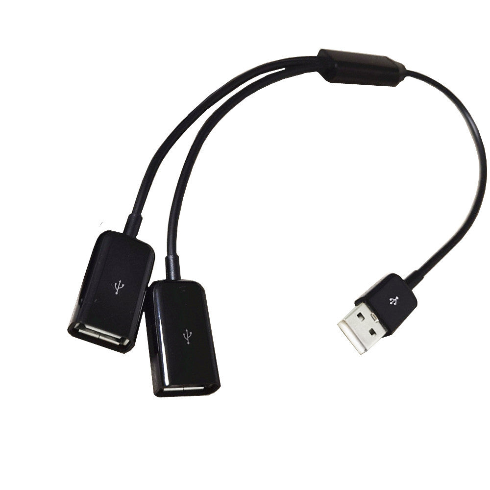 USB Y splitter cable with dual USB-A female connectors