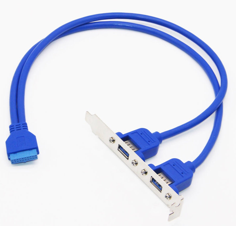 20-pin motherboard USB 3.0 header to dual USB-A PCI bracket cable