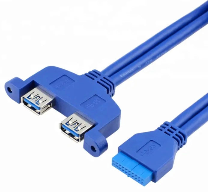 20-pin motherboard USB 3.0 header to dual USB-A PCI bracket cable