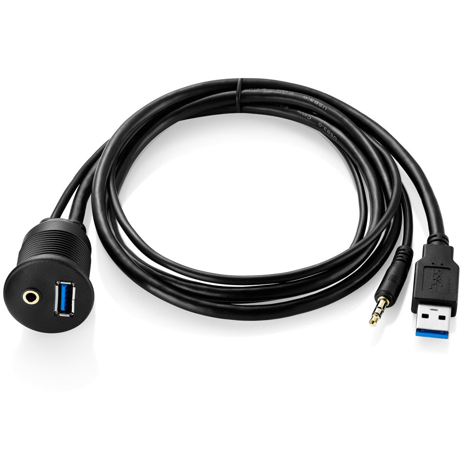 Overview of the USB 3.0 and AUX panel mount extension cable