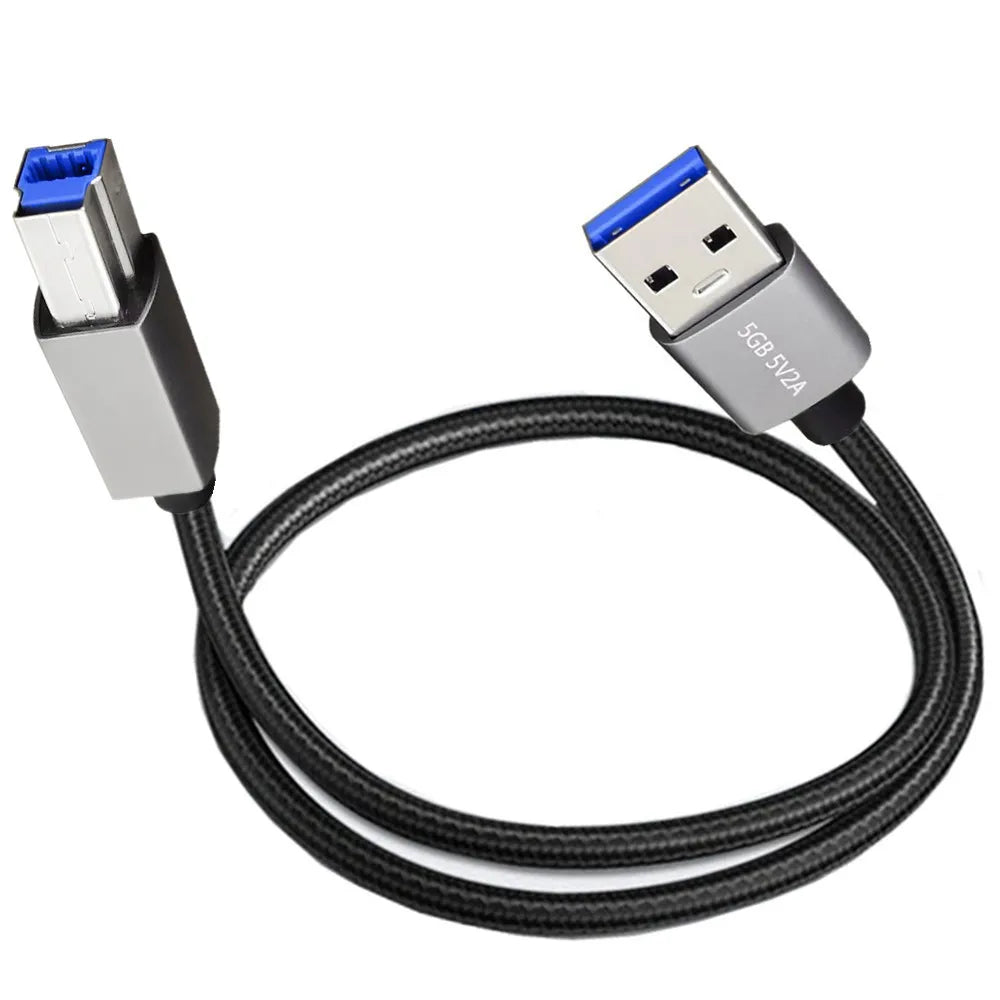 Coiled USB 3.0 Type-A to USB Type-B braided cable
