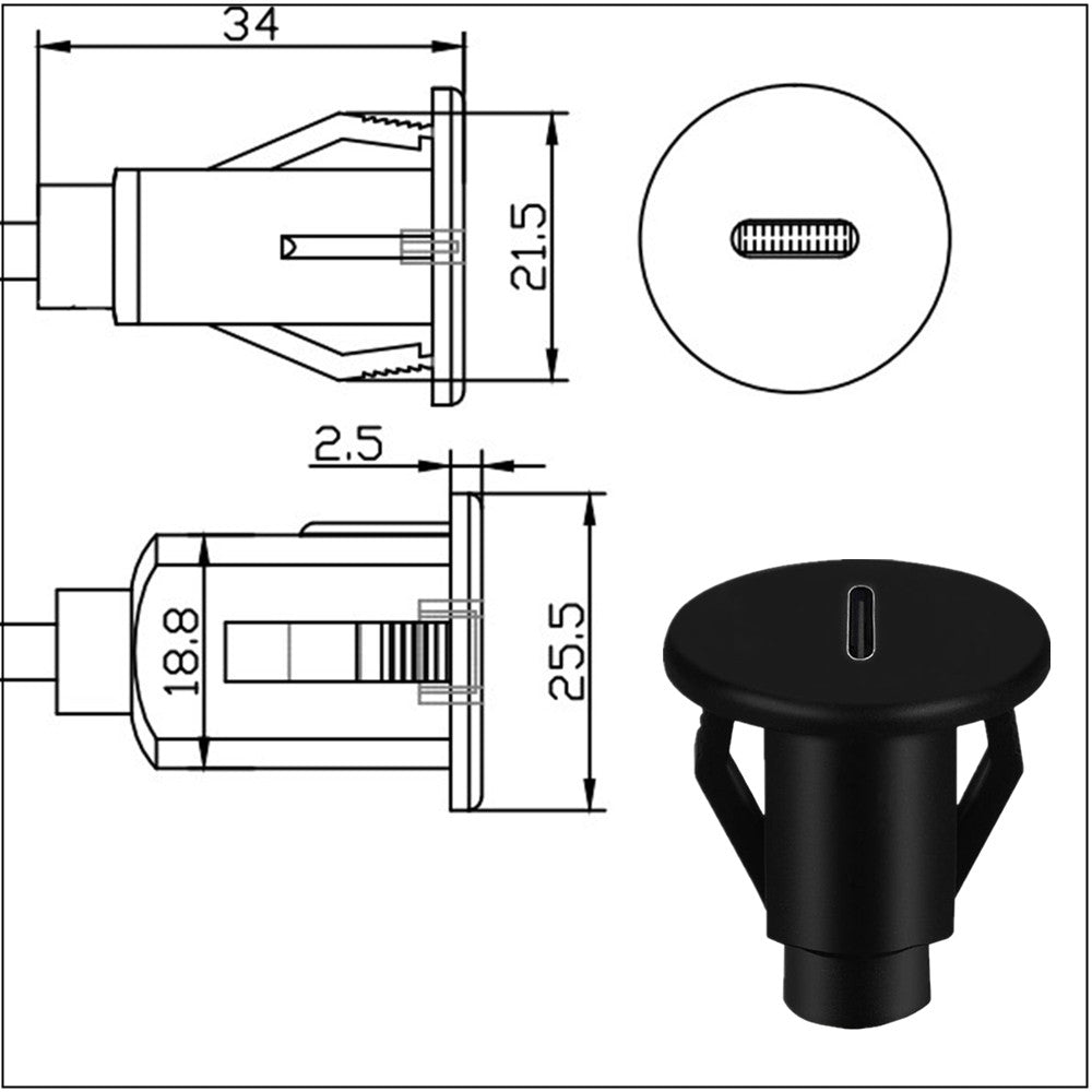 USB 3.0 flush panel mount extension cable connected to a vehicle infotainment system