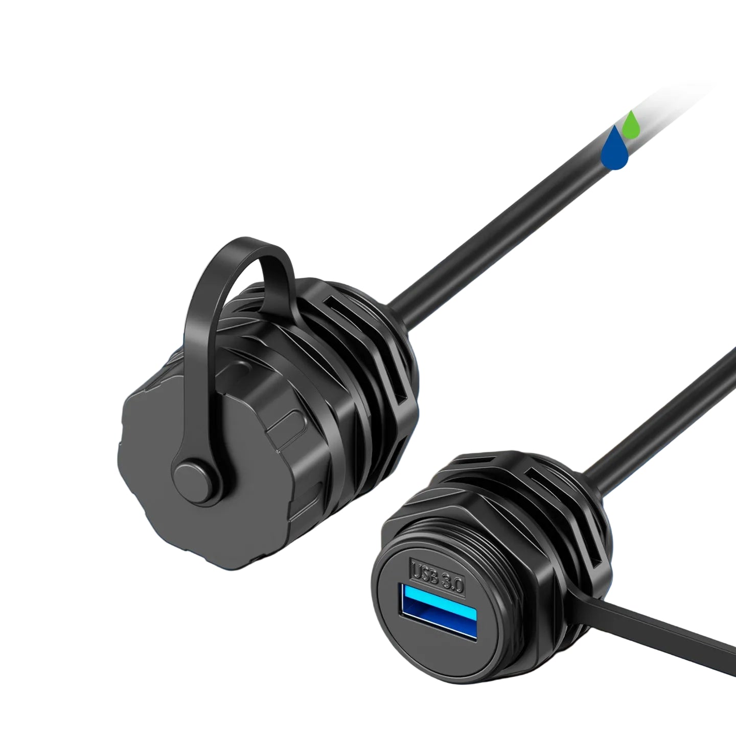 Dustproof USB 3.0 panel mount connector with cable