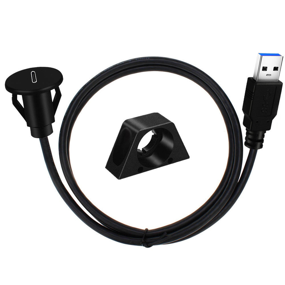 Close-up of the USB 3.0 Type-A connector and panel mount socket