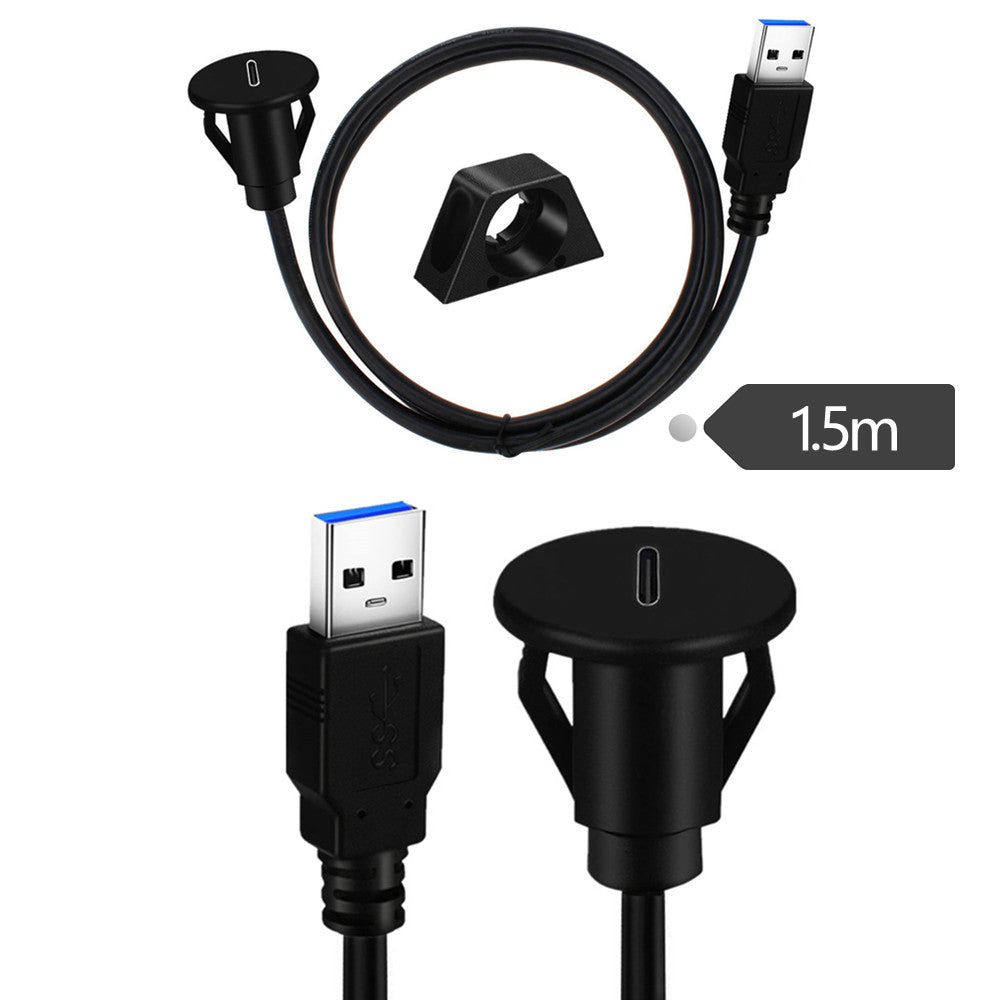 USB 3.0 flush panel mount connector showing mounting dimensions