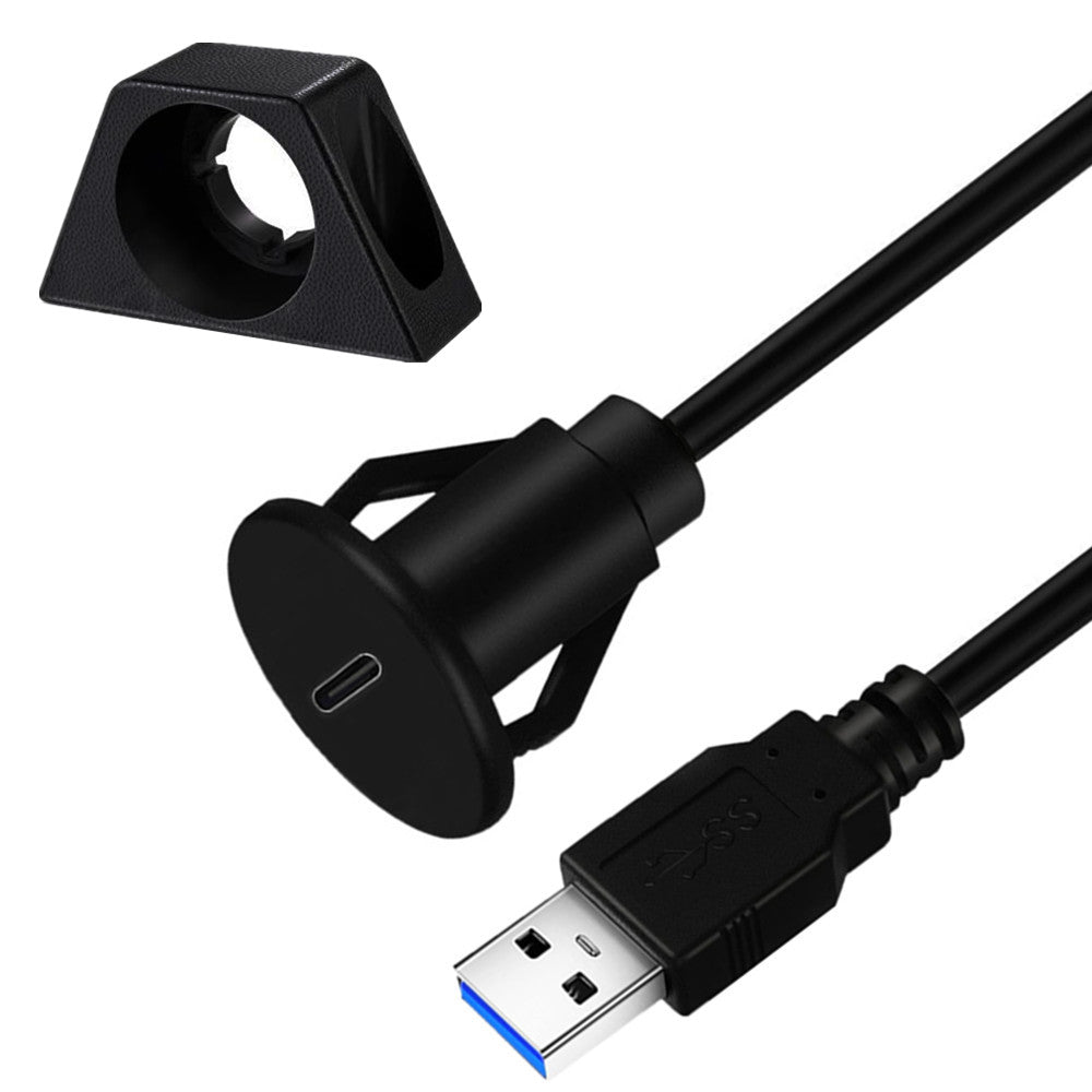 USB 3.0 flush panel mount extension cable with mounting accessories