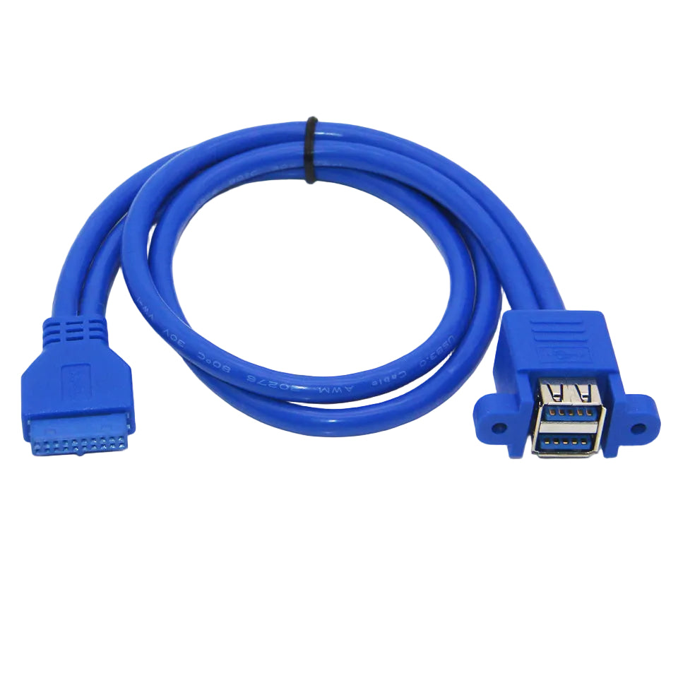Detailed view of the dual USB-A 3.0 panel mount connectors