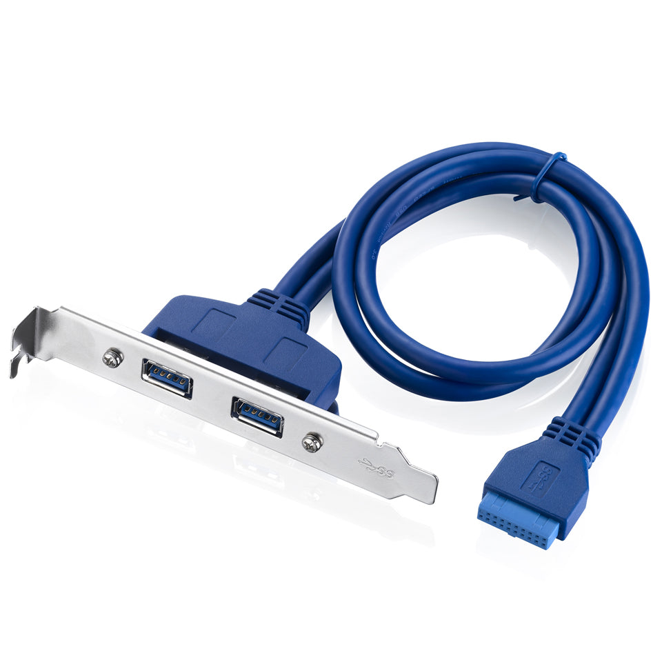 USB 3.0 PCI bracket cable installed in a desktop computer case