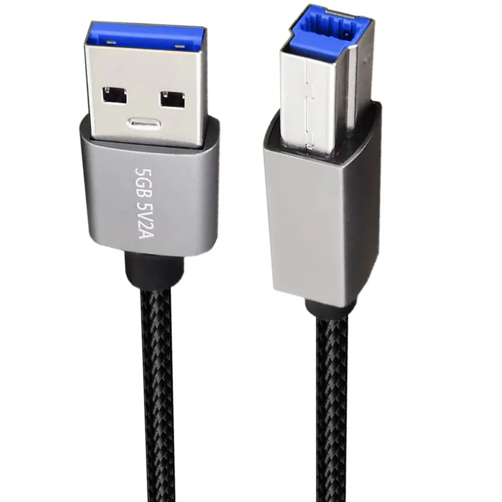 Front view of the USB 3.0 Type-A to Type-B cable connectors