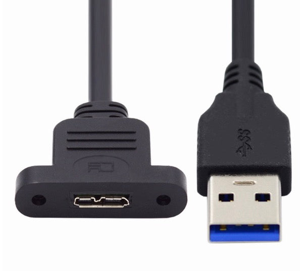 USB 3.0 Type-A male to Micro B female panel mount extension cable