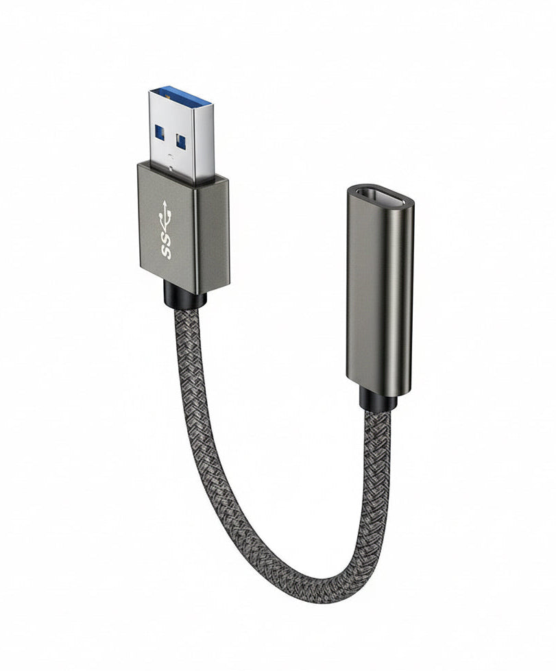 USB-A to USB-C 3.1 Adapter Cable – 5Gbps High Speed, 20V 3A Fast Charge, Braided Design