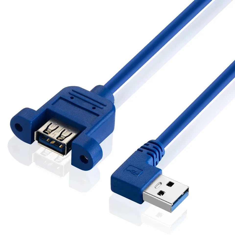 USB 3.0 A Male to Female Panel Mount Cable (Right Angle / Left Angle)