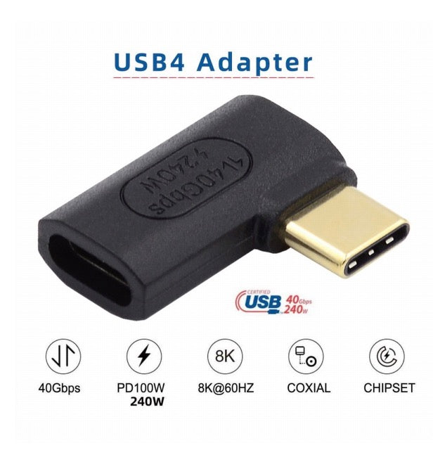 USB4 angled adapter supporting 8K 60Hz display output