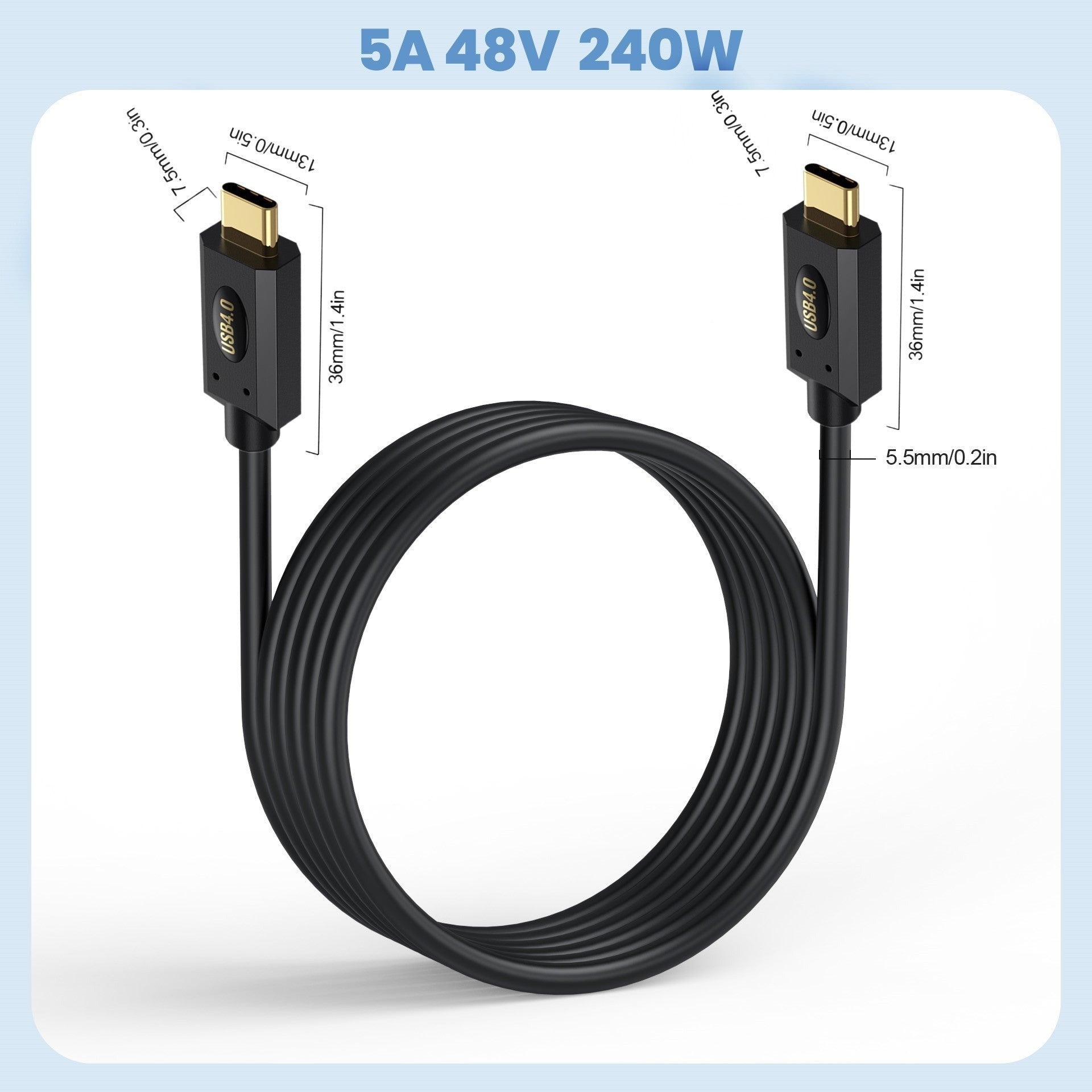 USB4 cable supporting 8K 60Hz Ultra HD video output