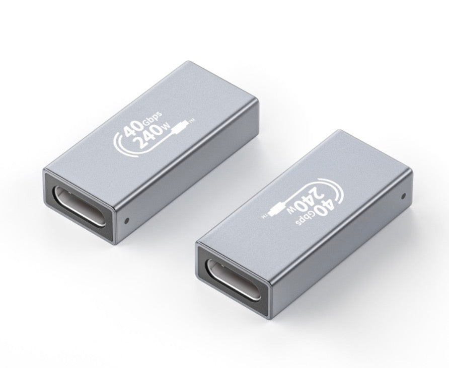 USB 4.0 female to female USB-C adapter with 100W charging support