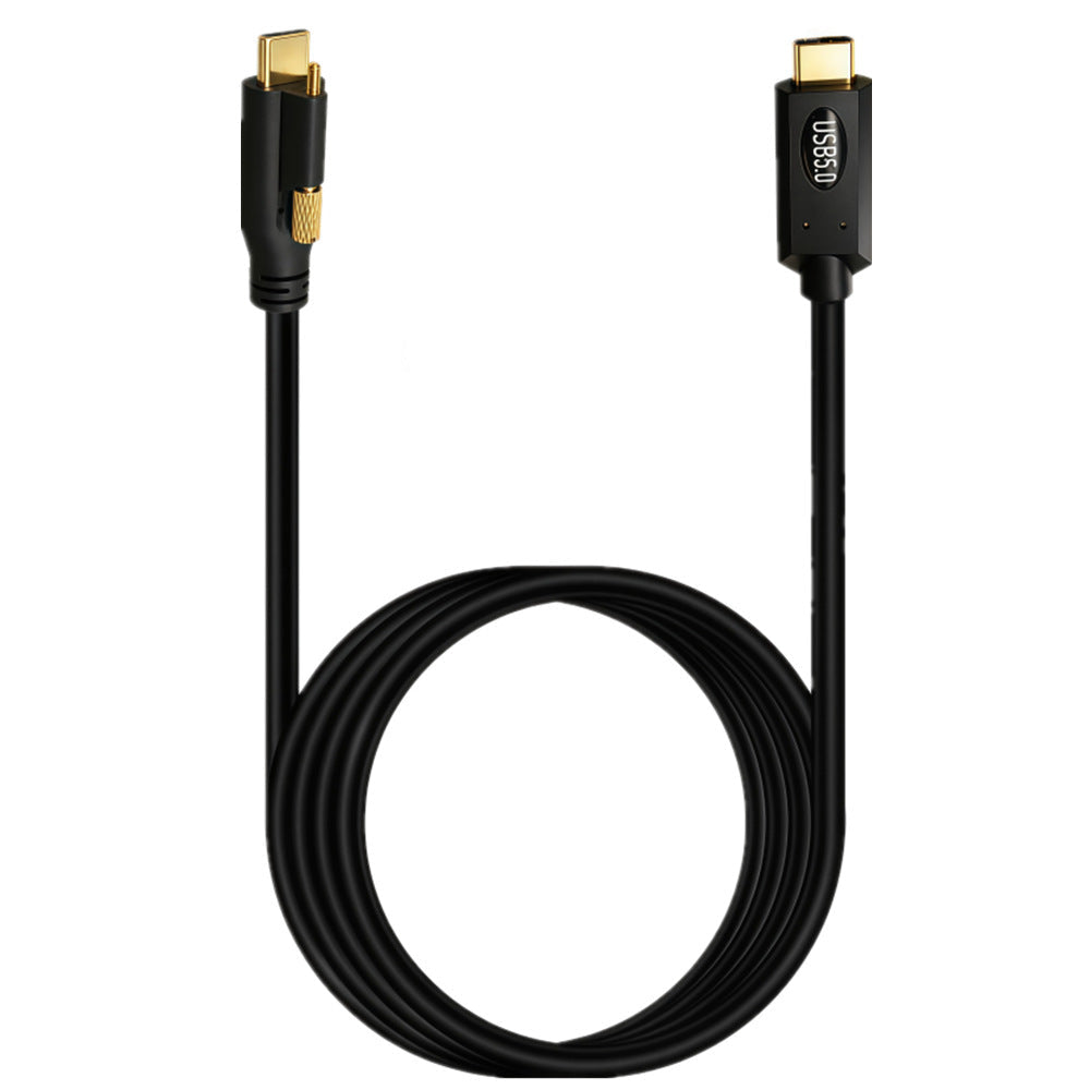 USB-C 240W straight high-speed cable with single screw locking connector