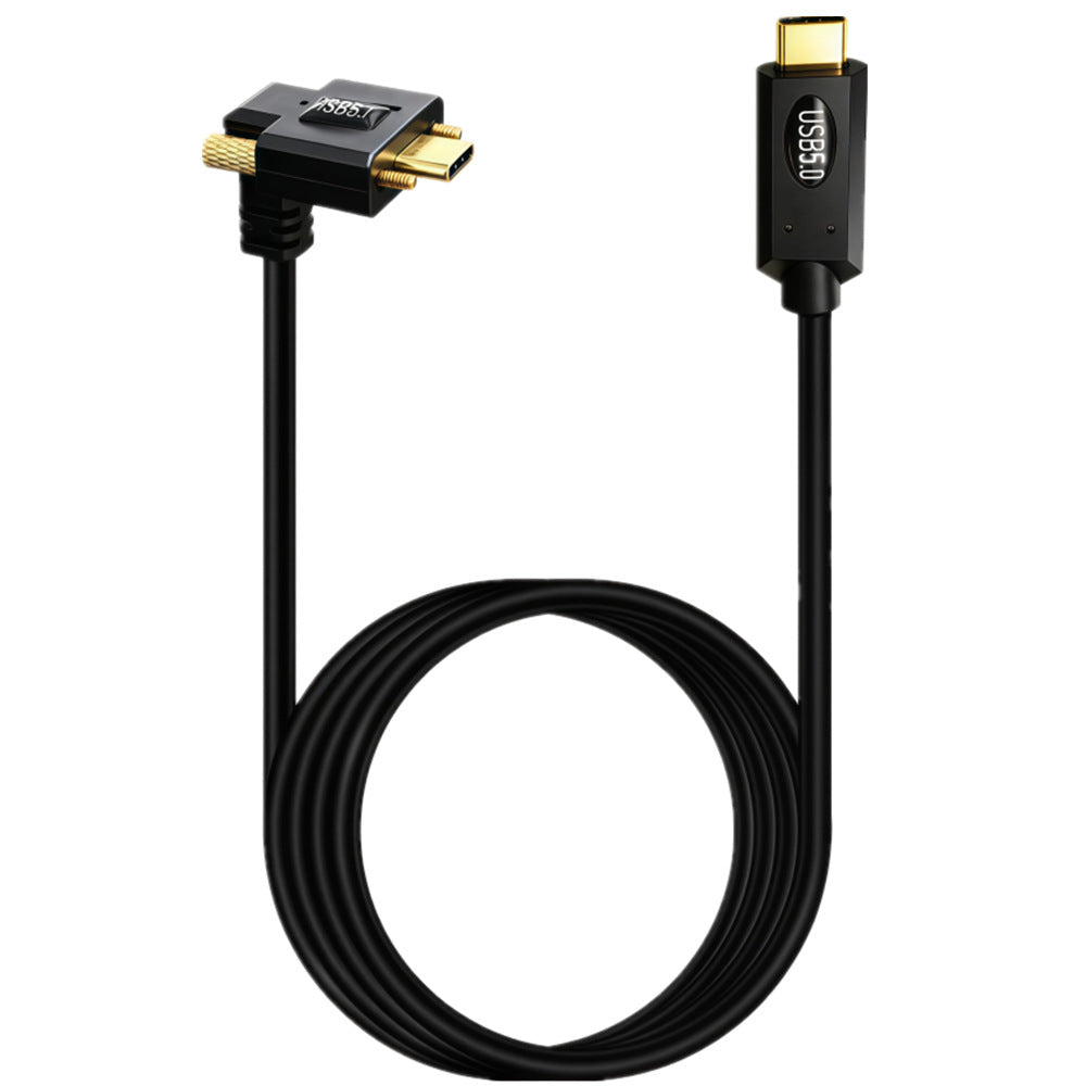 USB-C 240W right-angle cable with dual locking screws