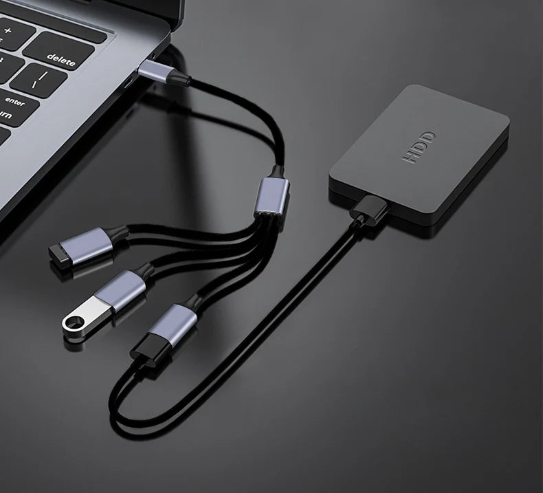USB 2.0 A Male to 3 x USB 2.0 Female Ports Data Charge Hub Extension Splitter Cable