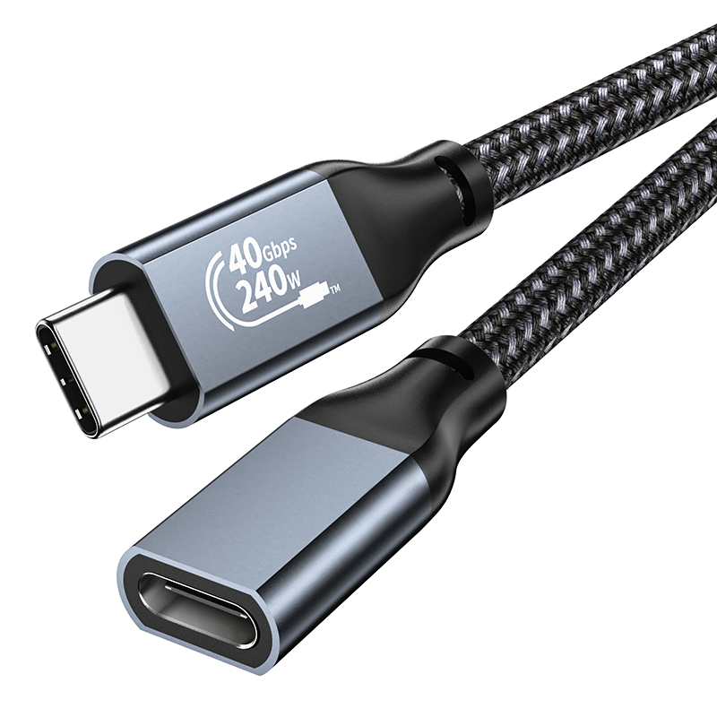 USB Type-C Extension Cable 40Gbps – USB-C Male to Female High-Speed Data & Charging Cord