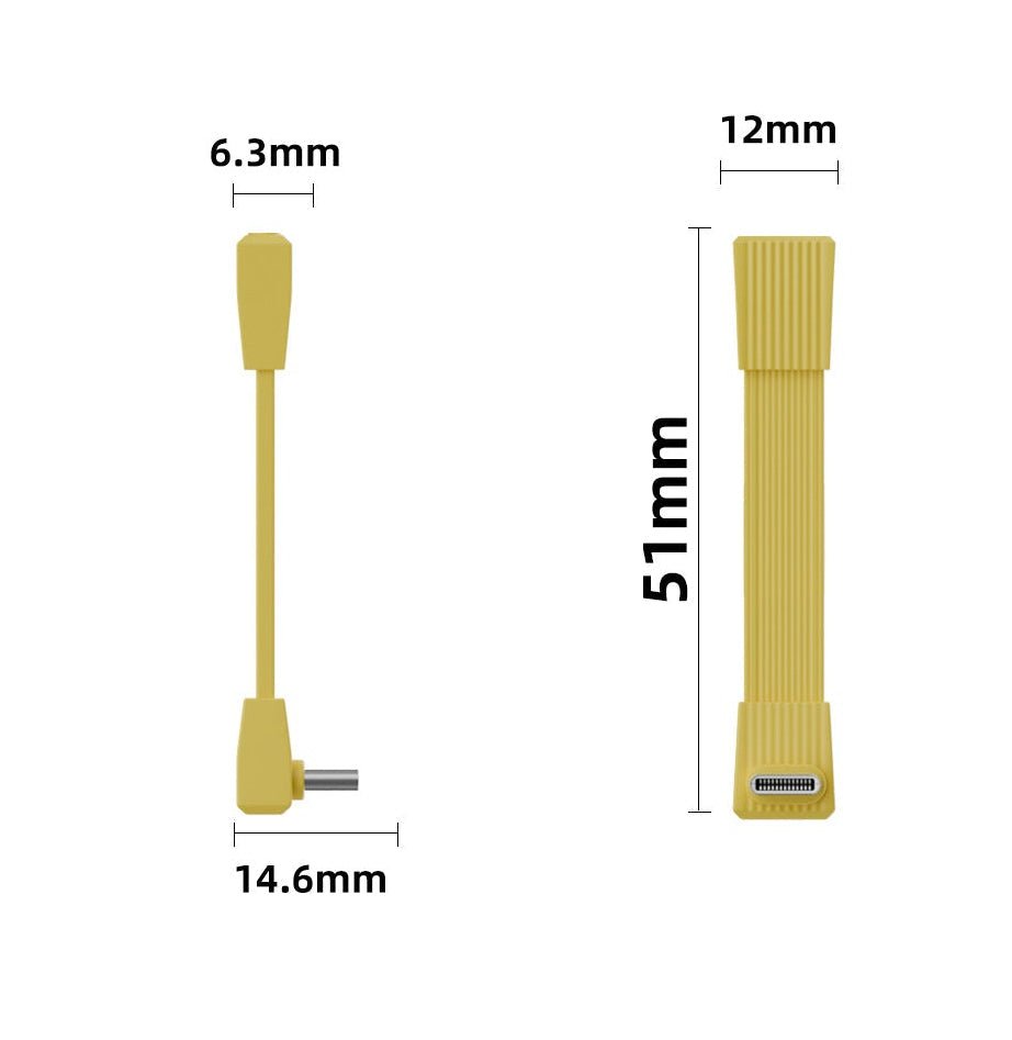 Yellow cable with specifications on a white background
