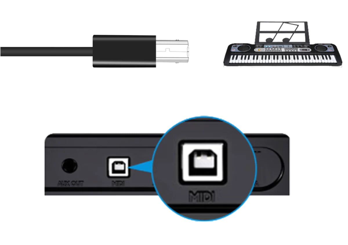 USB 2.0 B Type Female to USB C OTG Angled Male Extension Adapter For Electric Piano / Midi Keyboard