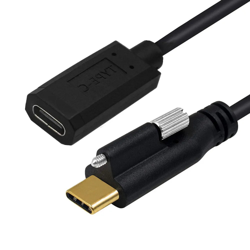 Single Screw Lock / Thumb Lock USB 3.1 Type-C (USB-C) Male to Female Extension Cable