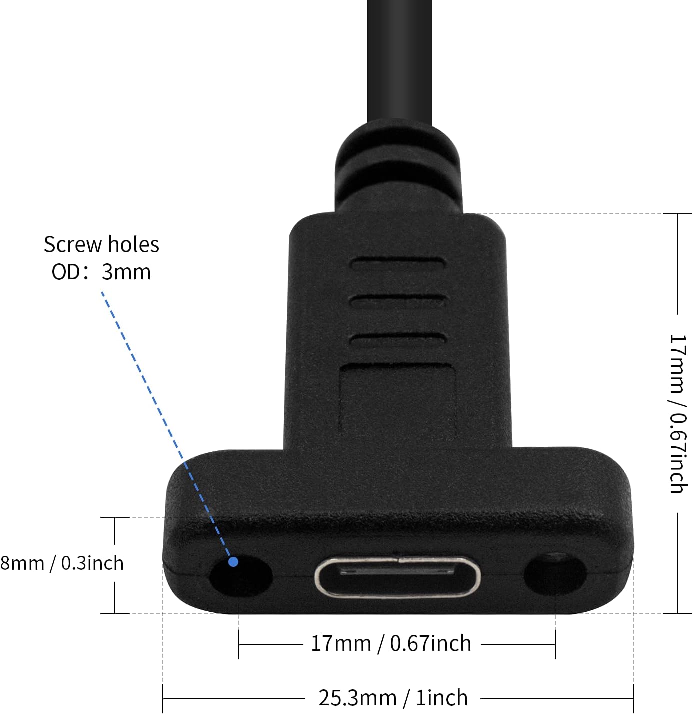 USB C Angled Male to Female Panel Mount Extension Cable USB 3.1 10Gbps