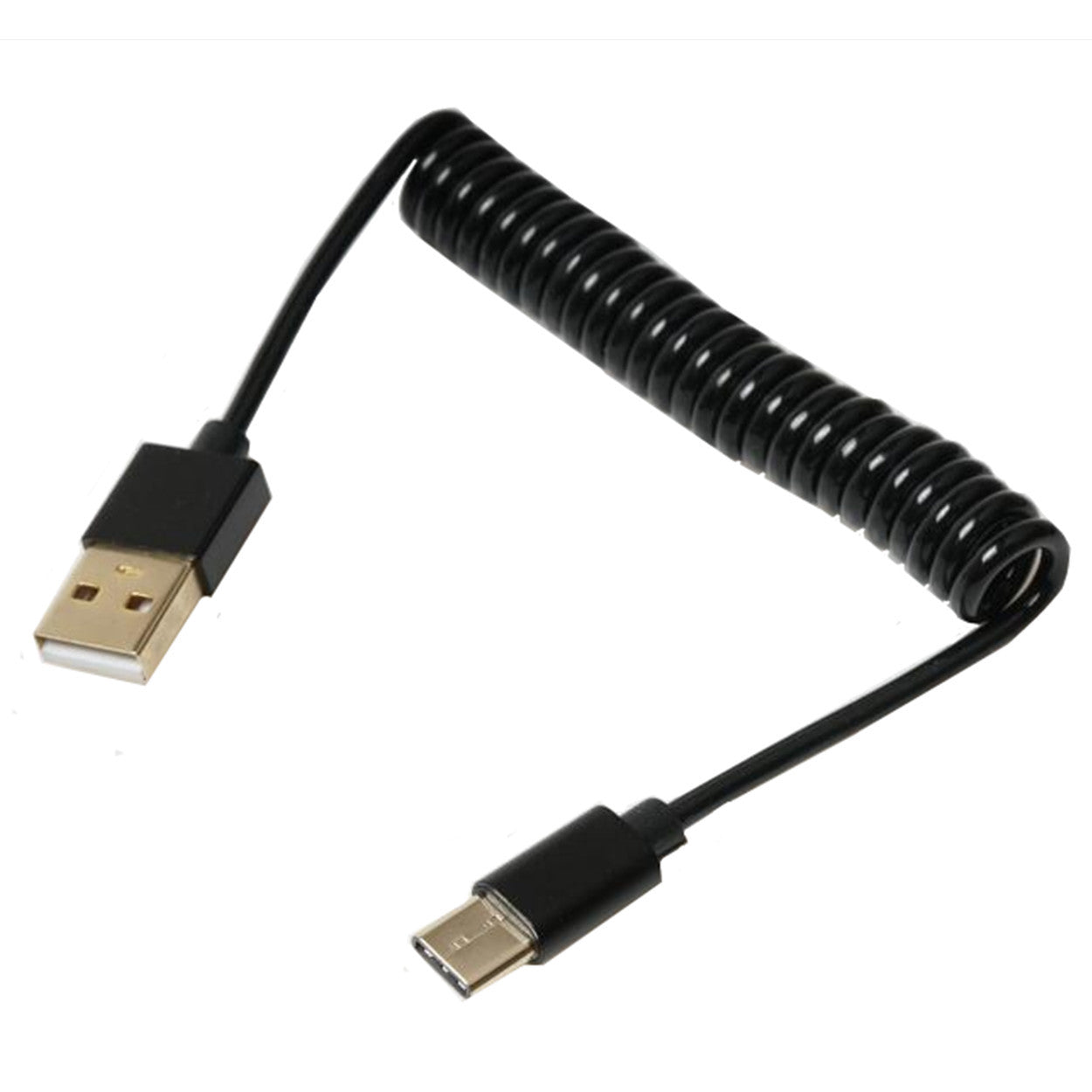 USB 2.0 A Male to USB C Coiled Data Sync Charging Cable