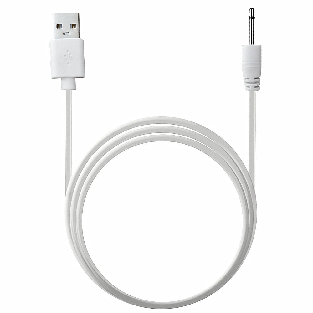 2.5mm USB DC Power Charging Cable For Rechargeable Massagers White 1.2m