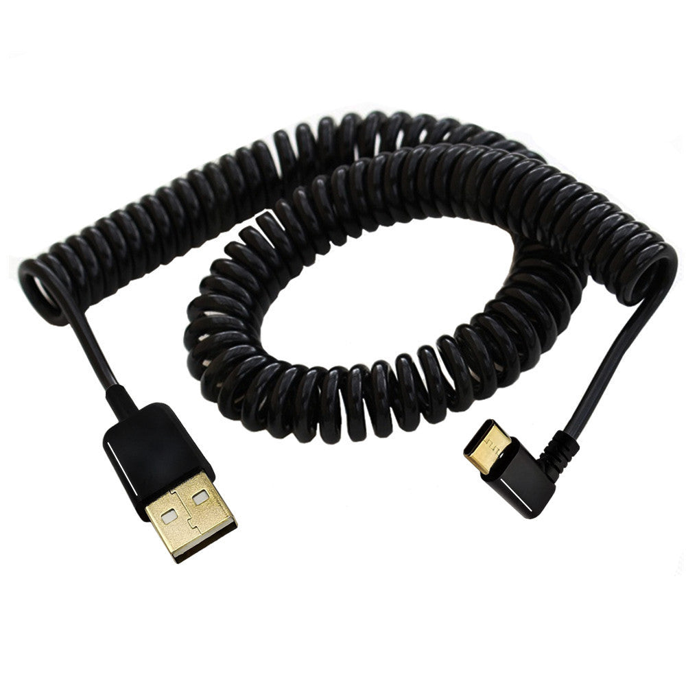 USB C 3.1 Male to USB 2.0 A Male Charging Data Sync Coiled Cable