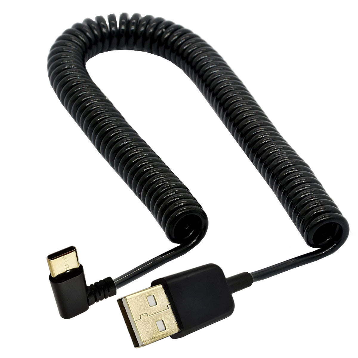 USB C 3.1 Male to USB 2.0 A Male Charging Data Sync Coiled Cable