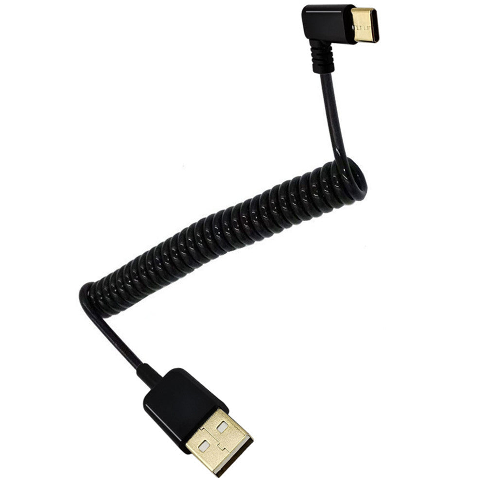 USB C 3.1 Male to USB 2.0 A Male Charging Data Sync Coiled Cable