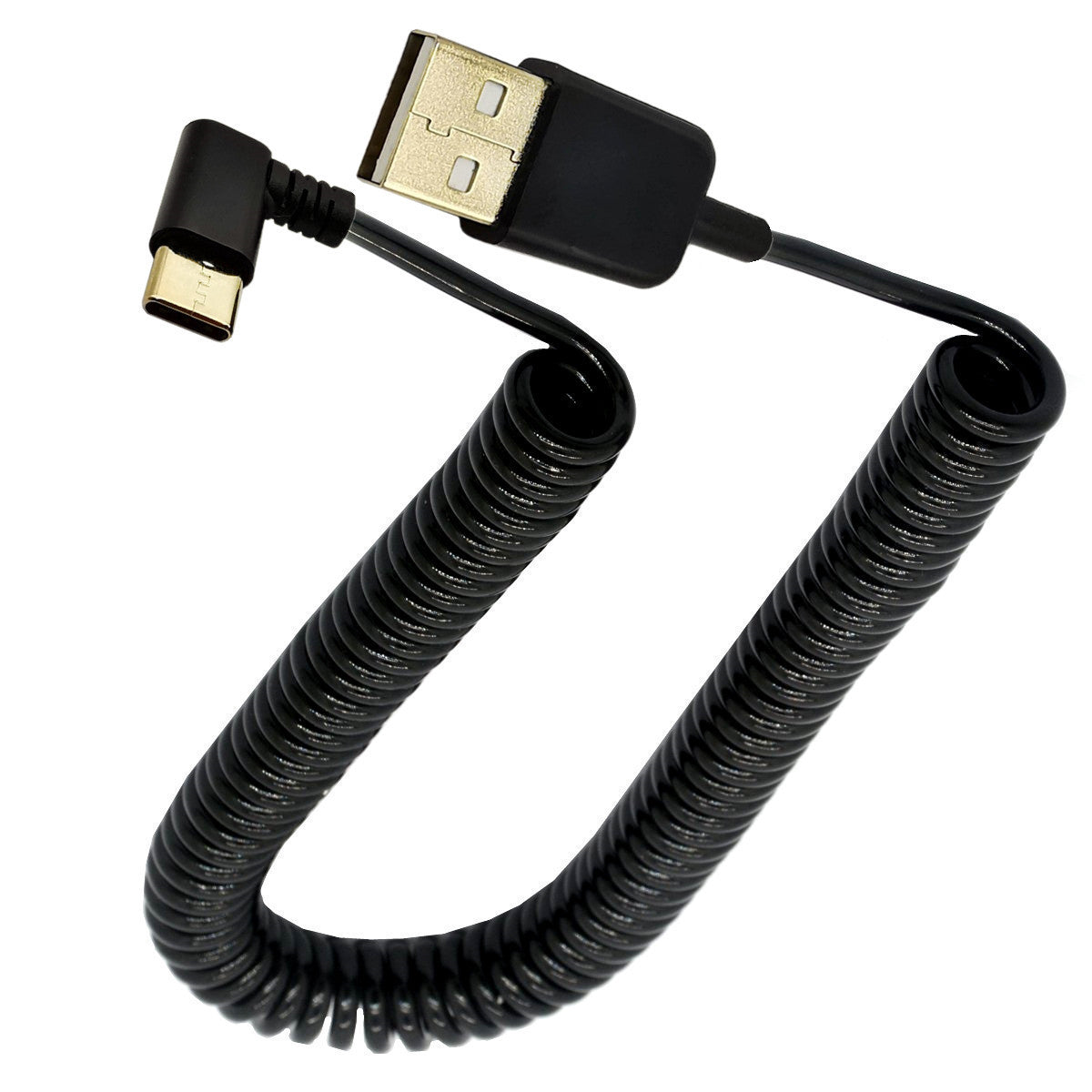 USB C 3.1 Male to USB 2.0 A Male Charging Data Sync Coiled Cable