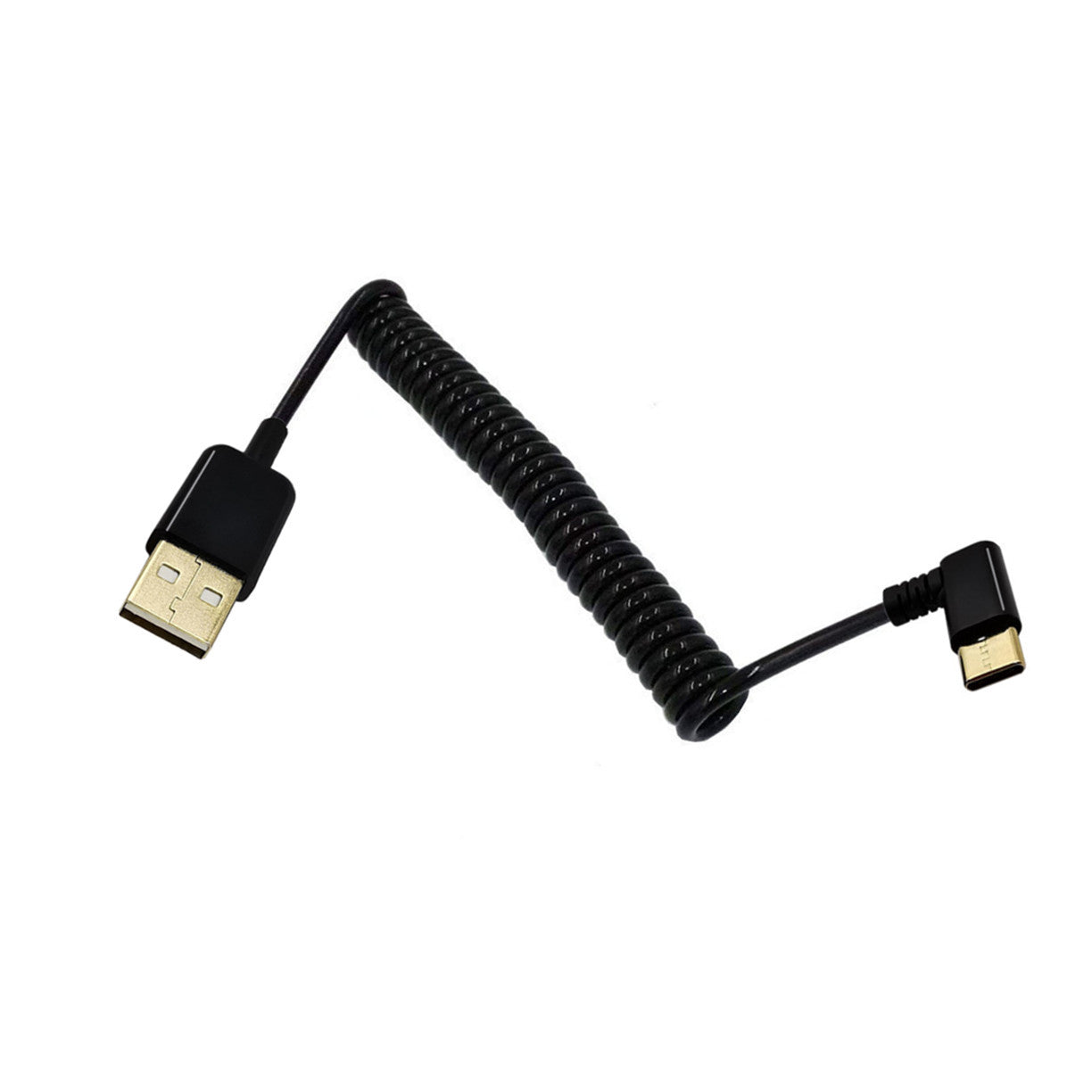 USB C 3.1 Male to USB 2.0 A Male Charging Data Sync Coiled Cable