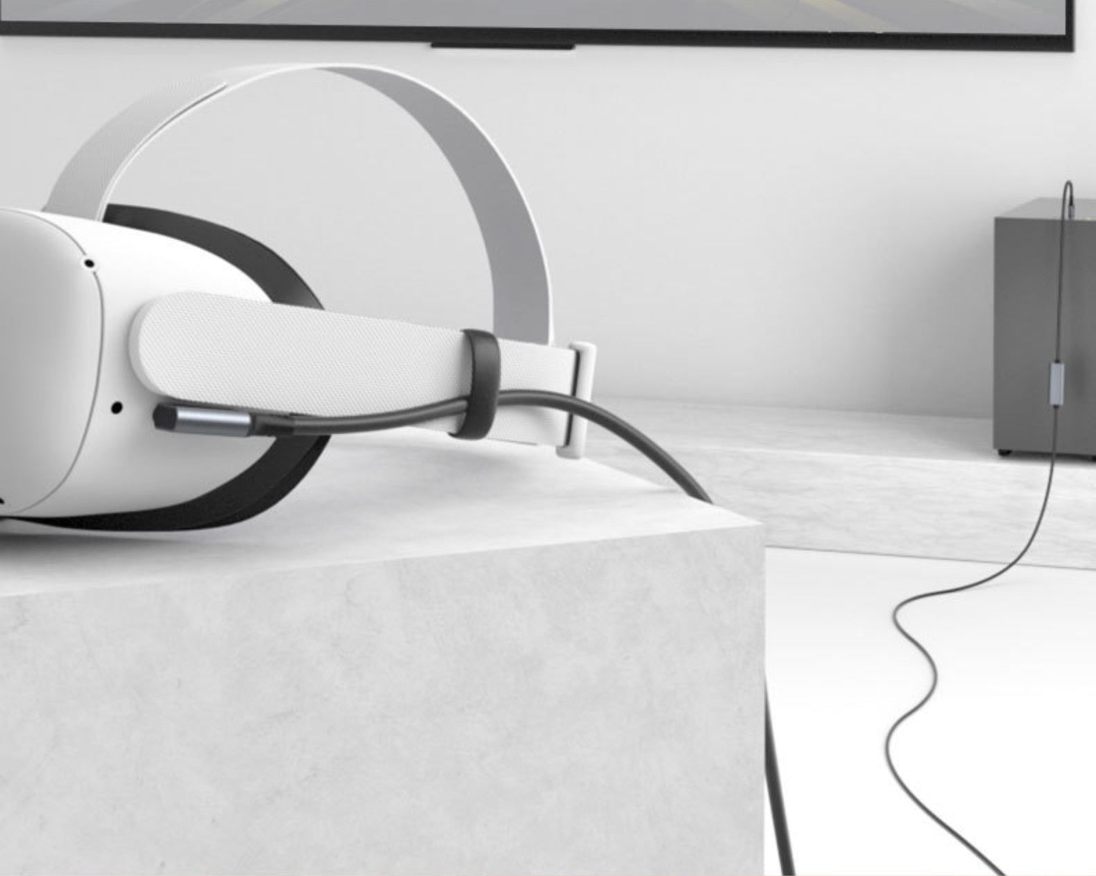 90 degree USB-C connector attached to a compatible VR headset