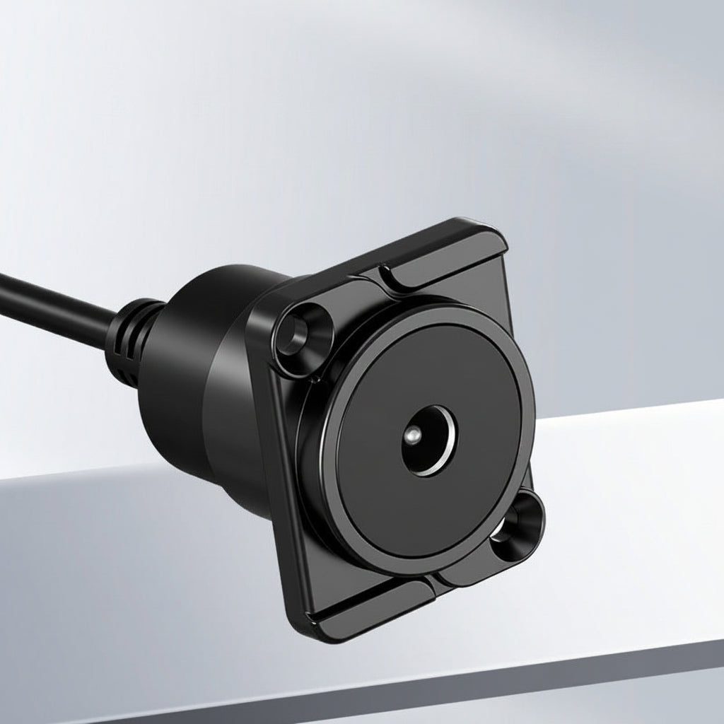 Black D-type DC 5521 panel mount connector