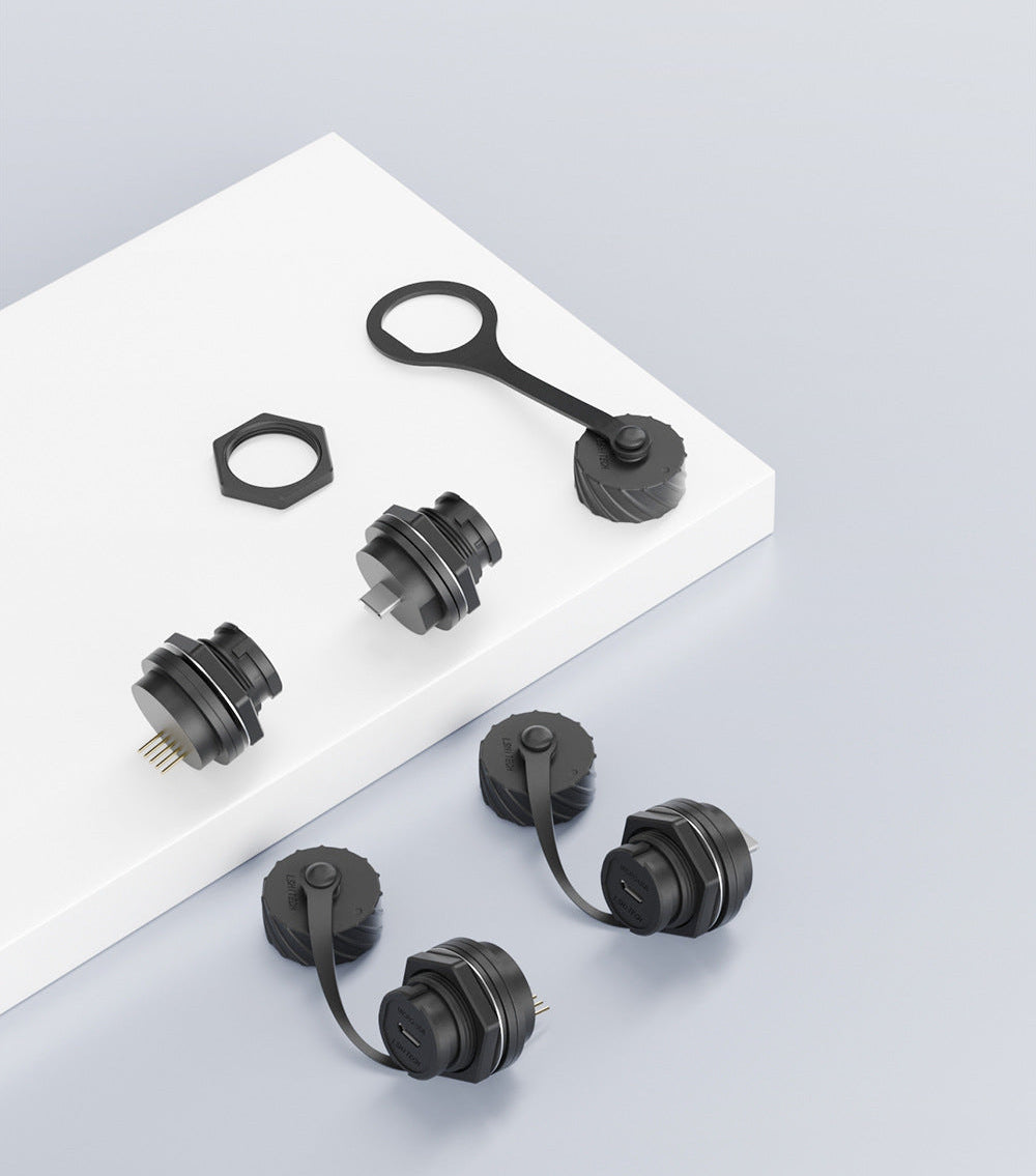 Waterproof panel mount Micro USB connector