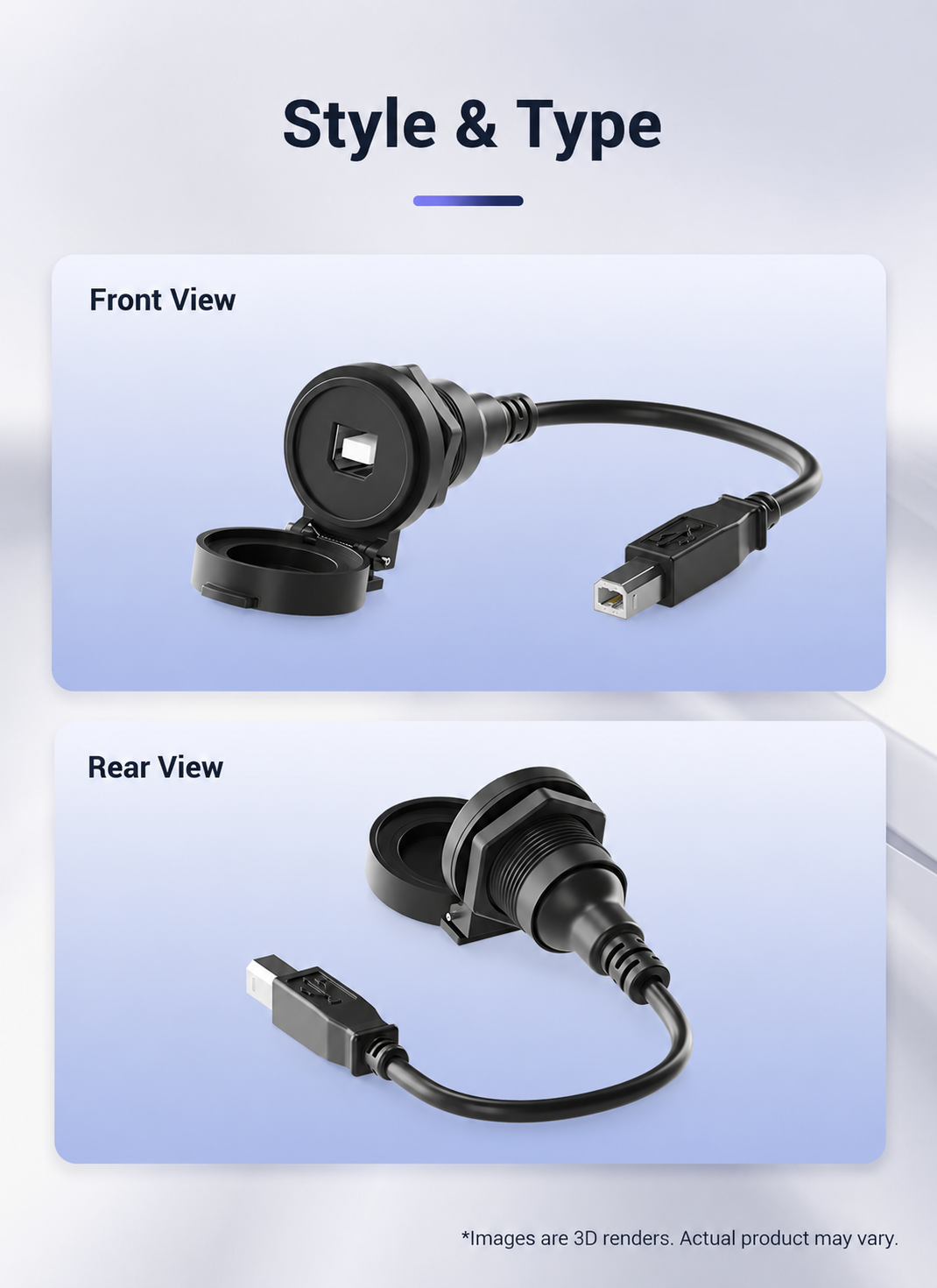 Industrial USB Type-B printer extension cable