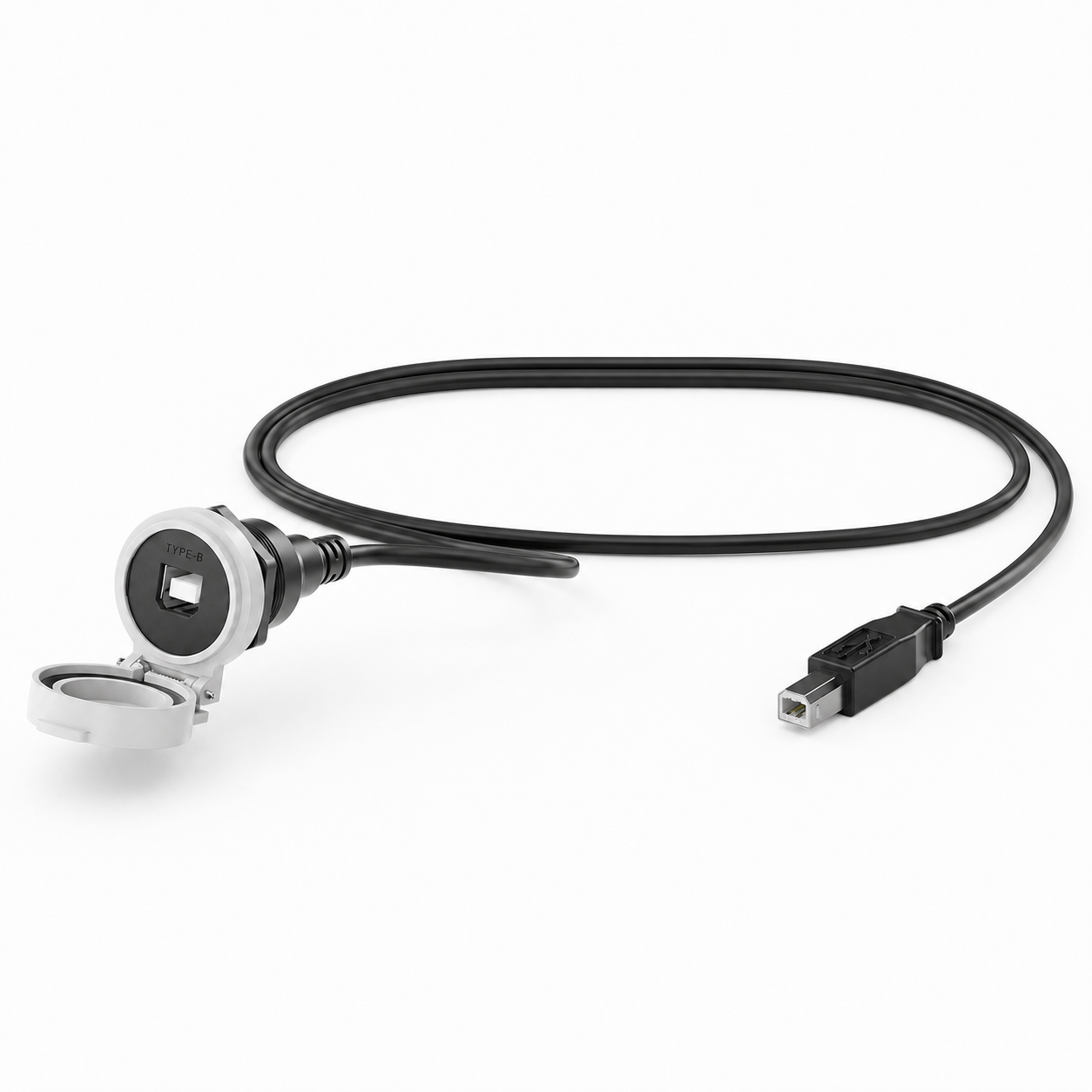 Industrial white USB Type-B printer extension cable