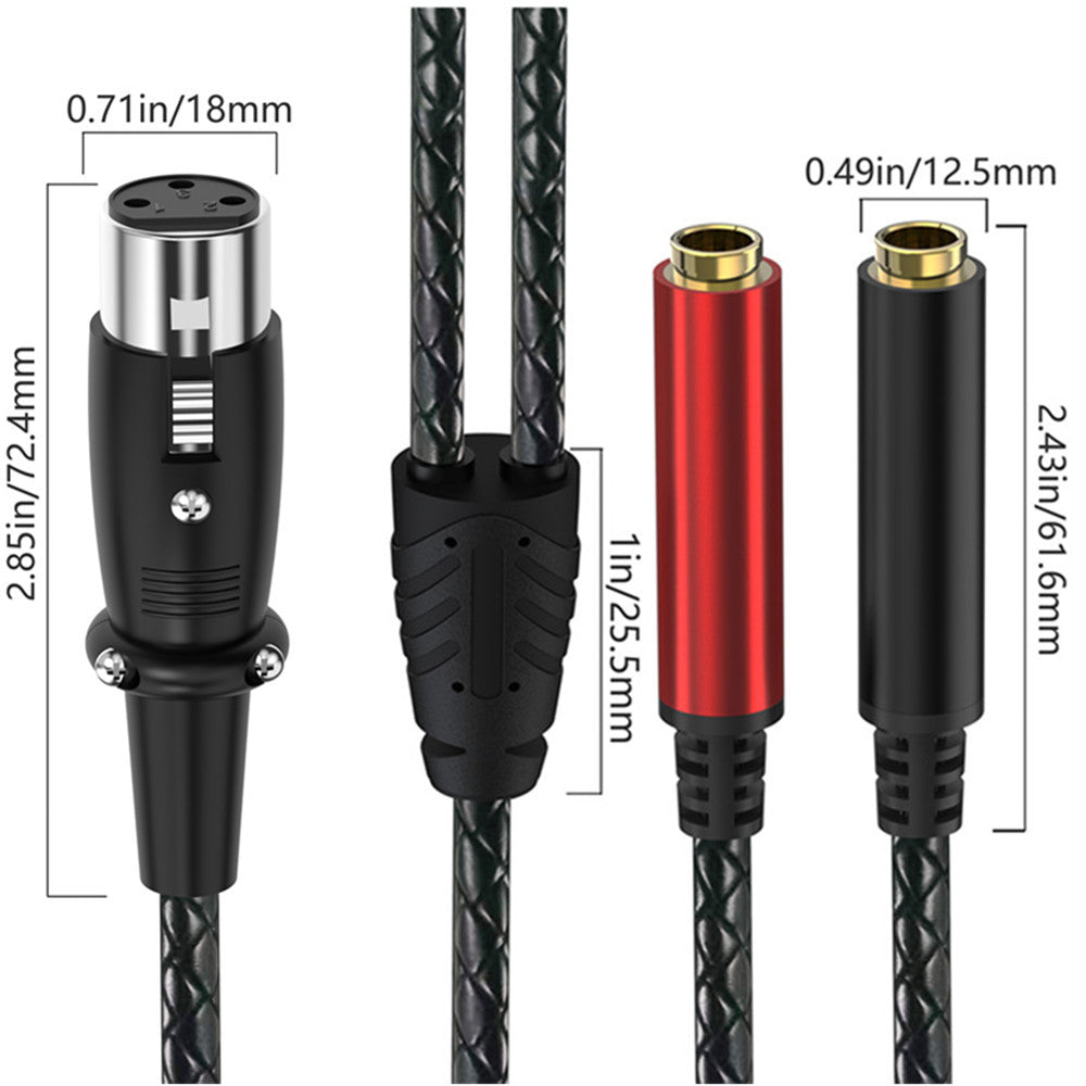 XLR female to dual 6.35mm TRS female cable available in 0.5m, 1.8m and 3m