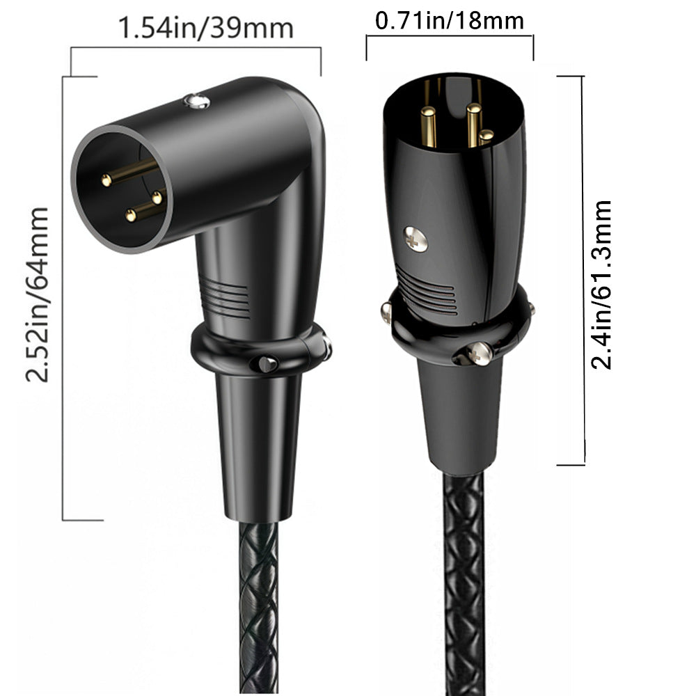 Two XLR connectors with dimensions labeled on a white background
