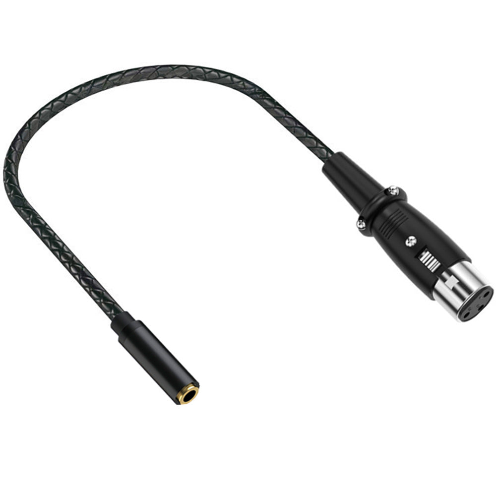 Close-up of XLR female connector with metal housing and locking latch