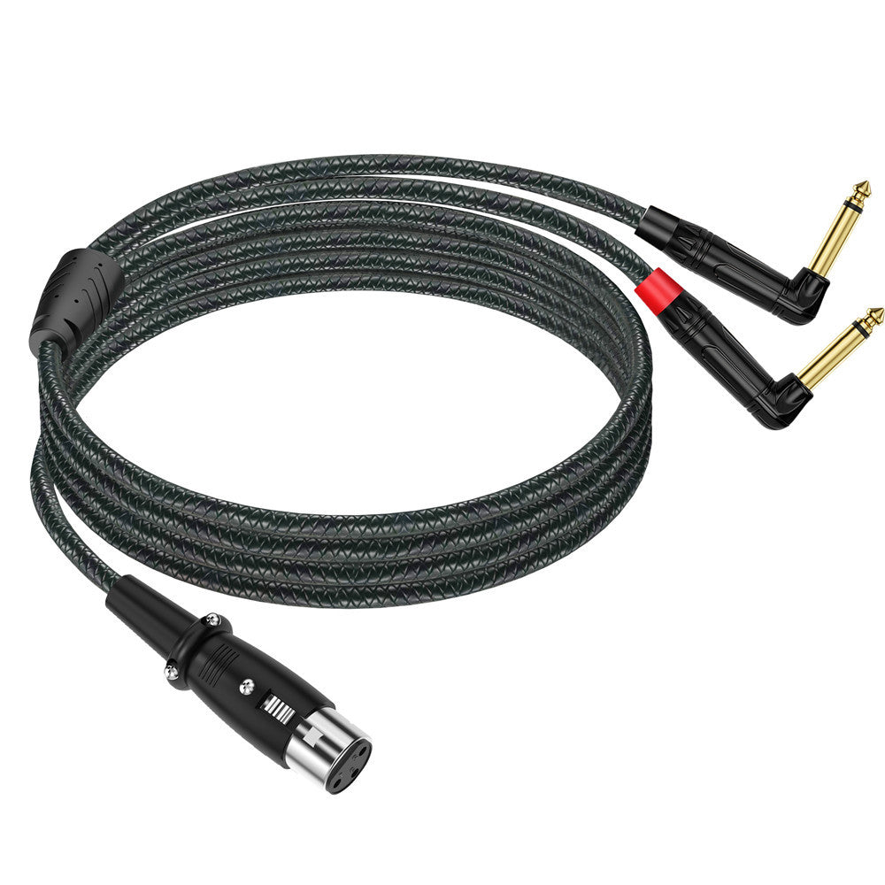 XLR female to dual 6.35mm audio cable for compatible mixers and amplifiers