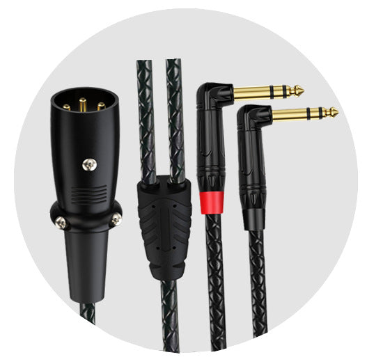 Braided XLR male to dual 6.35mm TRS male audio splitter cable